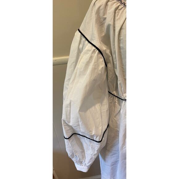Something NavyWomens Smocked White Puffed Sleeve MIDI Dress Size Small Original - Picture 4 of 7
